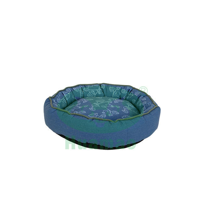 Blue Round Printing Pet Bed Cushion