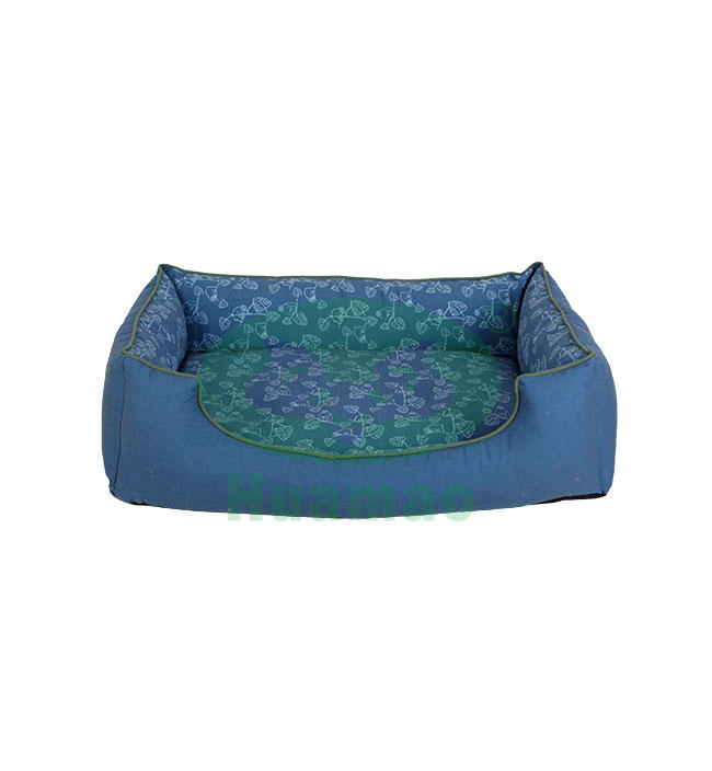 Blue Rectangle Printing Pet Bed Cushion